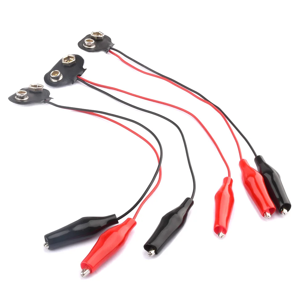 3pcs 9V Clip per batteria supporto per piombo fibbia per batteria scatta filo connettore a Clip a coccodrillo 18cm 9V Clip per batteria doppia Clip a coccodrillo