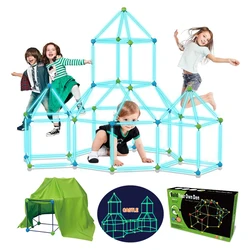 Juguetes De Construcción 3D para niños, tienda de juegos de fuerte, túnel de construcción de bricolaje, tienda de juegos interior en la oscuridad, Kit de construcción de fuerte, regalo para niños