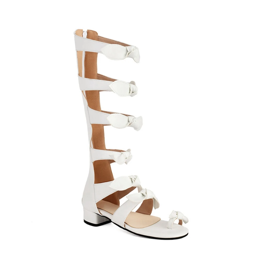 

Women Sandals Summer Roman Style High Barrel Cool Boots Thick Heel Hollow Back ZipFashion Versatile Small Big Size 28-47 M-18