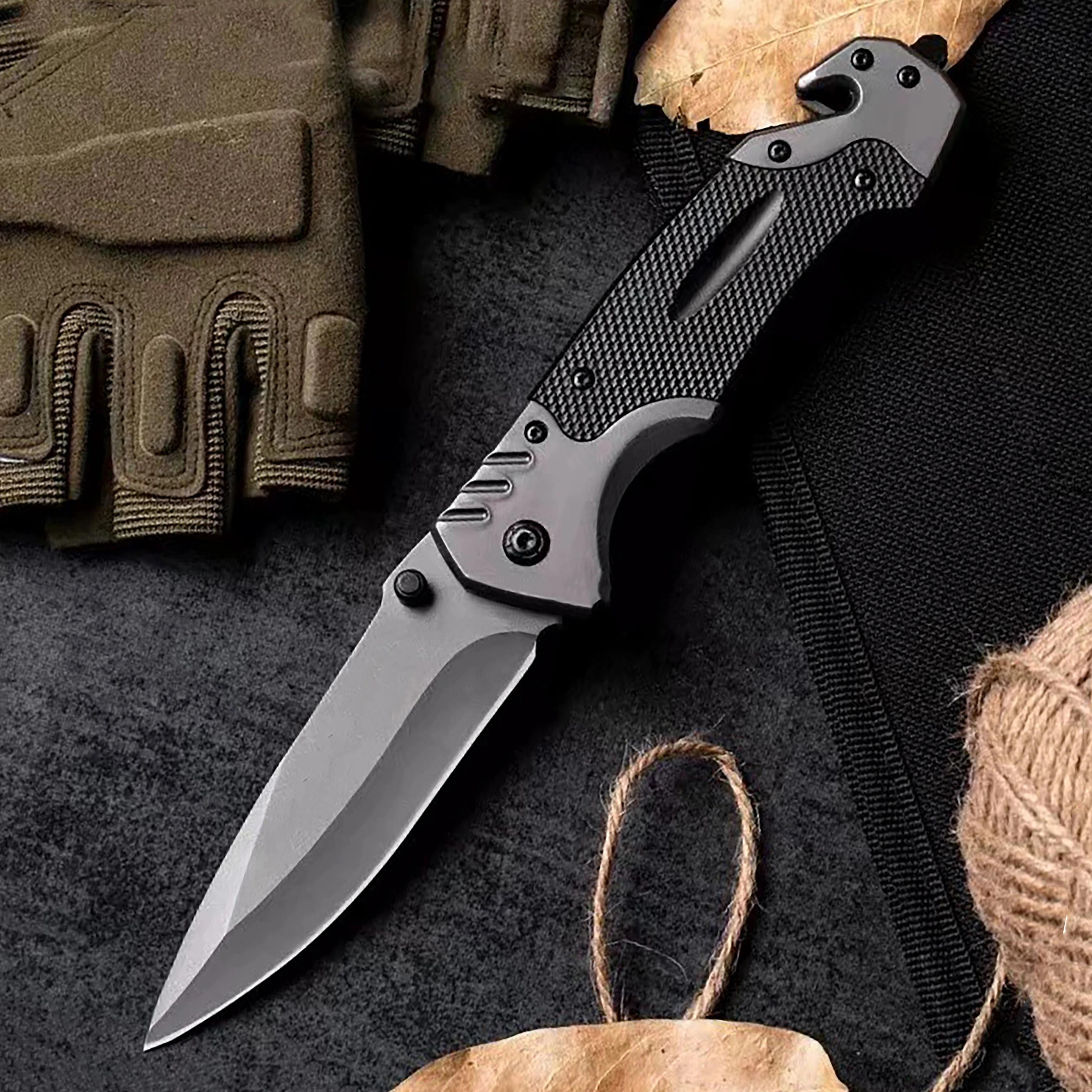 High Performance Stainless Steel Folding Knife Tactical Survival Knife, Suitable for Outdoor Camping, Hunting, and Fishing