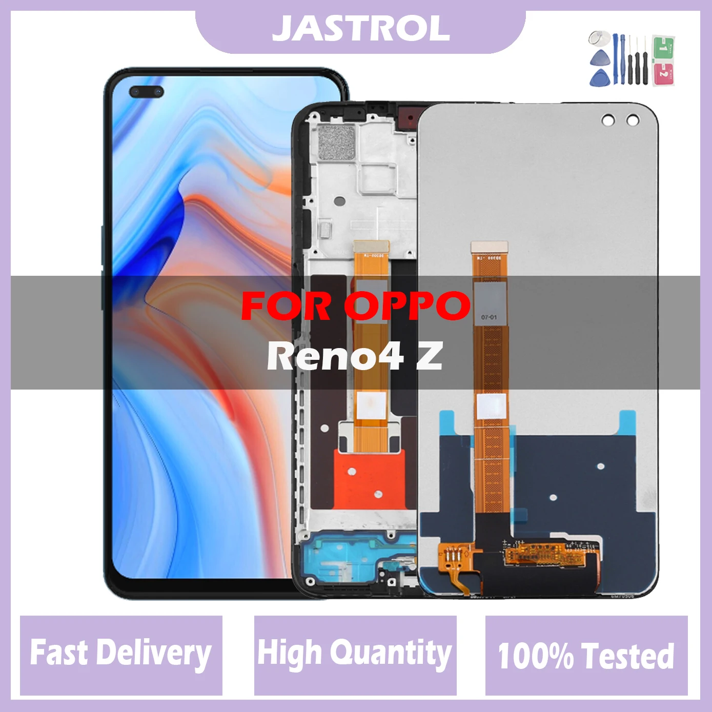 شاشة 6.57 "LCD لـ Oppo Reno4 Z 5G Reno 4 Z CPH2065 شاشة LCD + لوحة لمس محول رقمي لـ Oppo Reno4Z 5G Reno 4z مع إطار