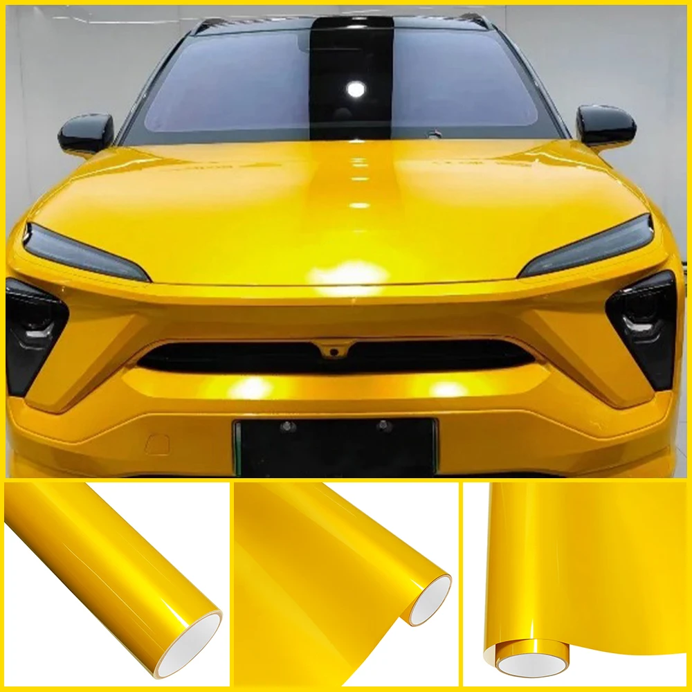

Глянцевая автомобильная виниловая пленка, ПЭТ, жидкий металл, желтая авто упаковочная пленка, водостойкая самоклеящаяся наклейка для украшения кузова мотоцикла