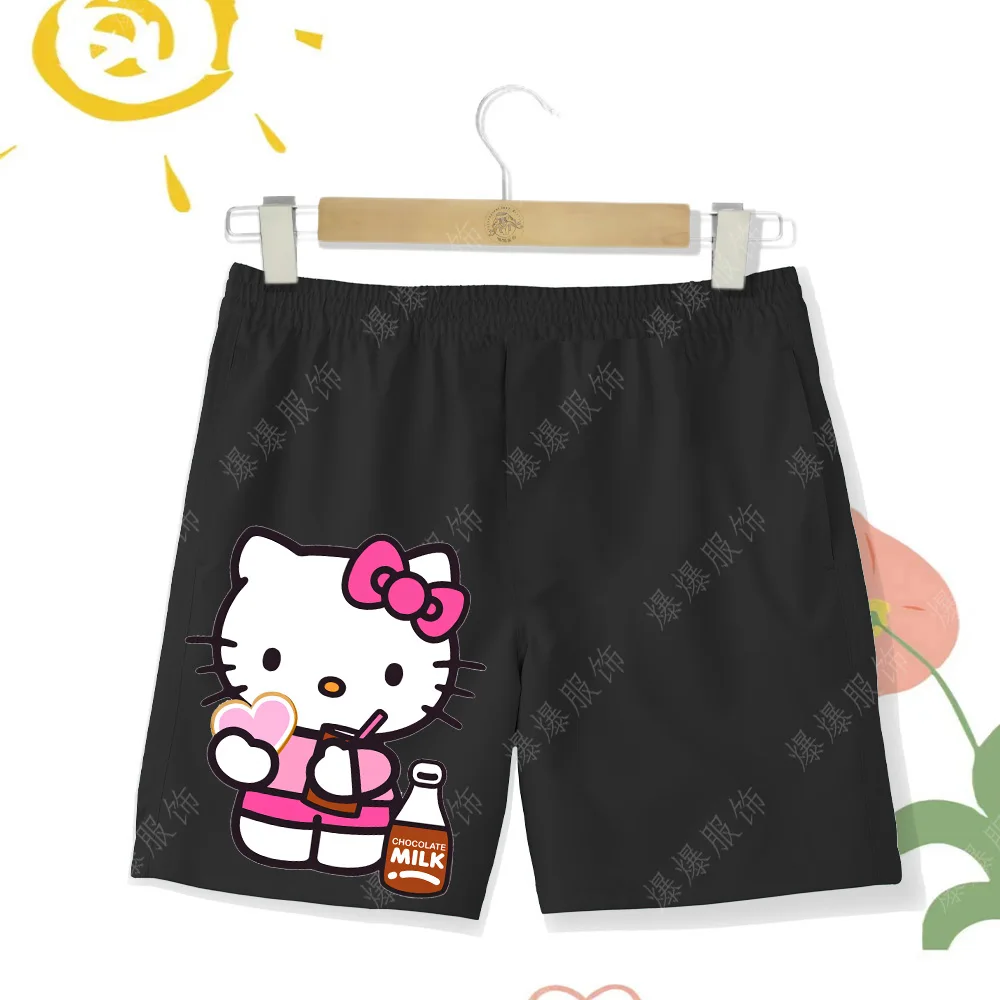 New Multi Color Hello Kitty Printed Children\'s Summer Beach Pants Girls\' Shorts Outdoor Sports Vacation Cool Swimming Pants