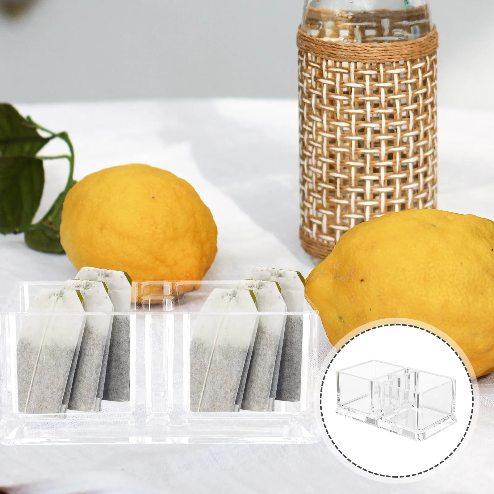 

Clear Acrylic Tea Bag Storage Box Coffee Packet Organizer Divided Sundries Holder Desktop Tea Storage Chest Sugar Bag Holder