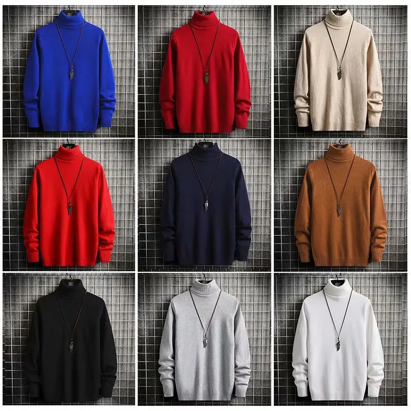 2025년 하이넥 한국 스타일 트렌디 그라데이션 컬러 스웨터, 베이스 레이어, 두꺼운 니트 남성 가을 겨울 의류