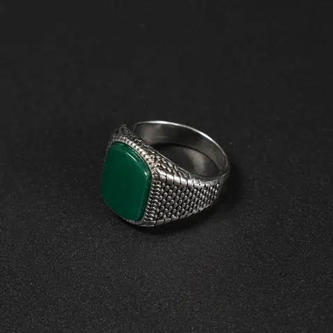 पीस मिनिमलिस्ट टाइटेनियम स्टील ओनिक्स टाइगर आइज़ फ़िरोज़ा रिंग, पुरुषों के लिए रेट्रो ओवल नेचुरल स्टोन रिंग फैशन 316L स्टेनलेस स्टील R 10 best sales फ़िरोज़ा घड़ी - №9