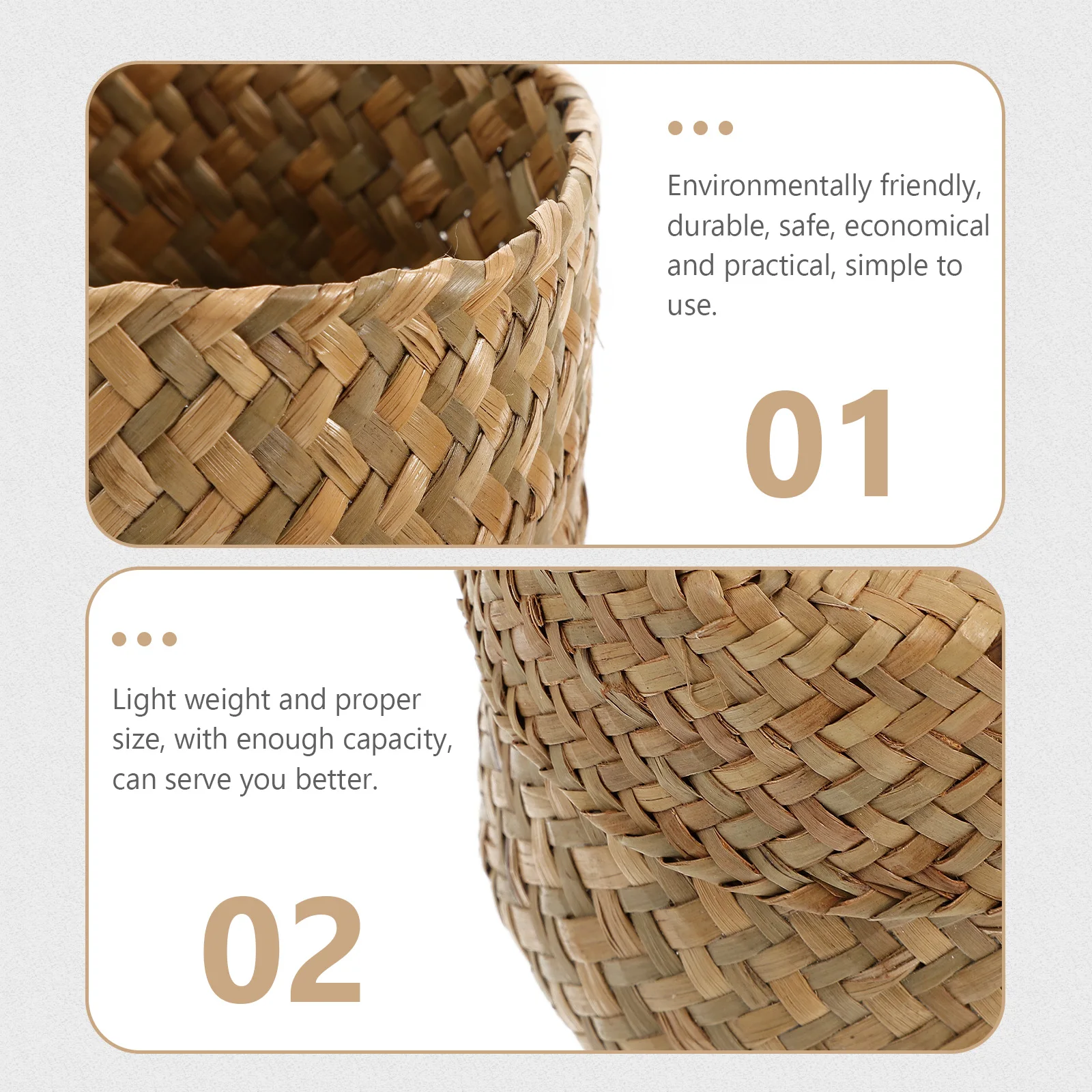 

Straw Flower Basket Rattan Small Wicker with Lid Woven Storage Shallow Round Seagrass Weave Baby