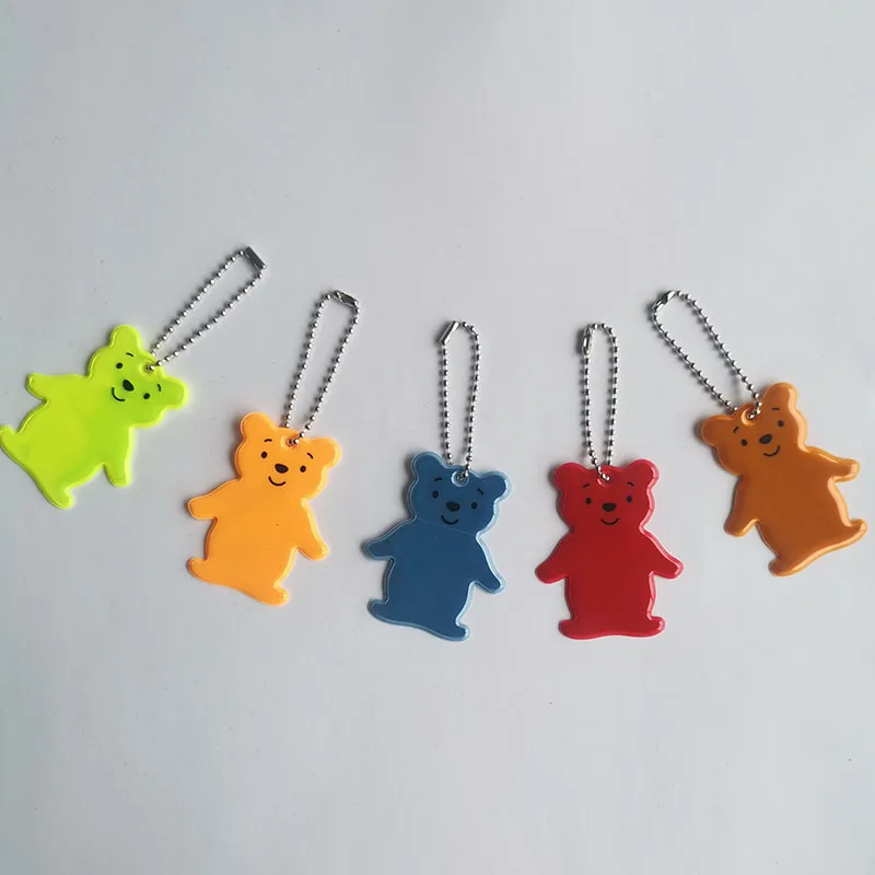 10Pcs Bear Reflector Reflective keychain Bag Pendant Accessories High Visibility Keyrings for Backpack Jackets Strollers