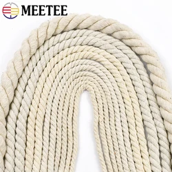 2Meters Meetee Beige 5-20mm Cotton 3 Wisted Rope String Cords Twine Sash Craft for Bag Strap DIY Home Handmade Decorative