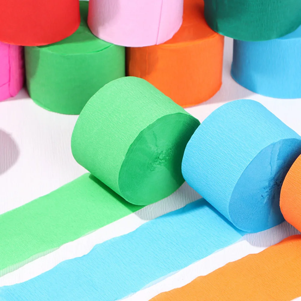 

12pcs Crepe Paper Streamers Colorful Party Decorations Red Green Blue Purple Yellow Rolls Birthday Bridal Shower Decor