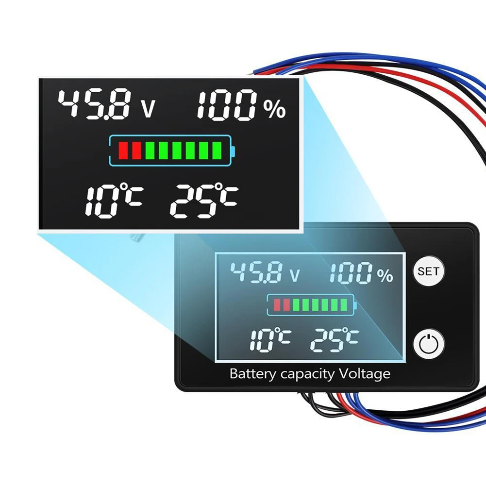 Voltage Meter Battery Meter With Temperature Control Battery Thermostat DC10V-100V LED Screen Equipment Accessories ﻿