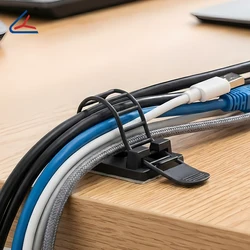 Adjustable Adhesive Cable Ties Cable Clips Wire Strap Cord Clamp for Cable Management at Home and Office Nylon Zip Ties