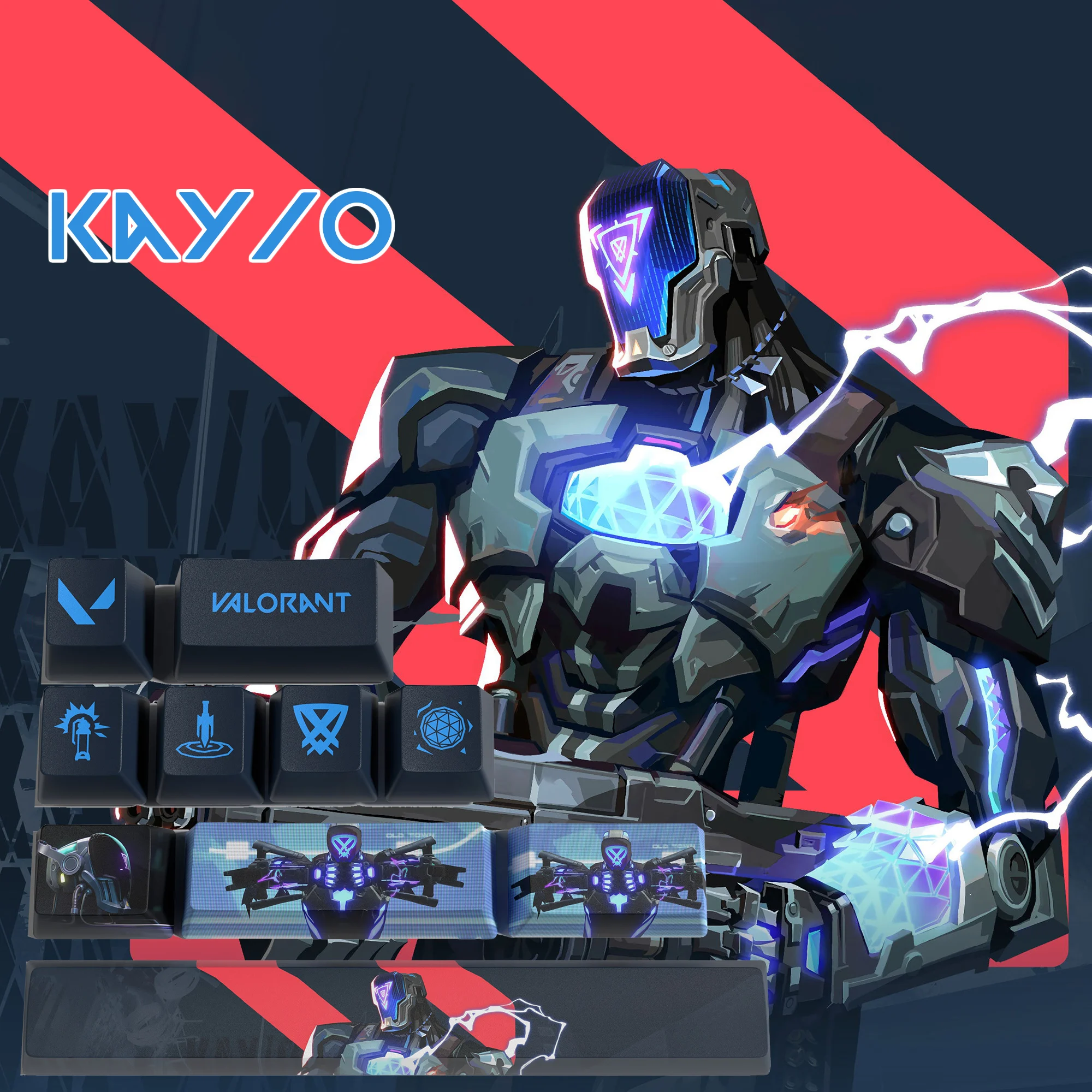 Valorant Keycaps Kay-O OEM Profile 10Keys PBT Dye Sub Keycaps