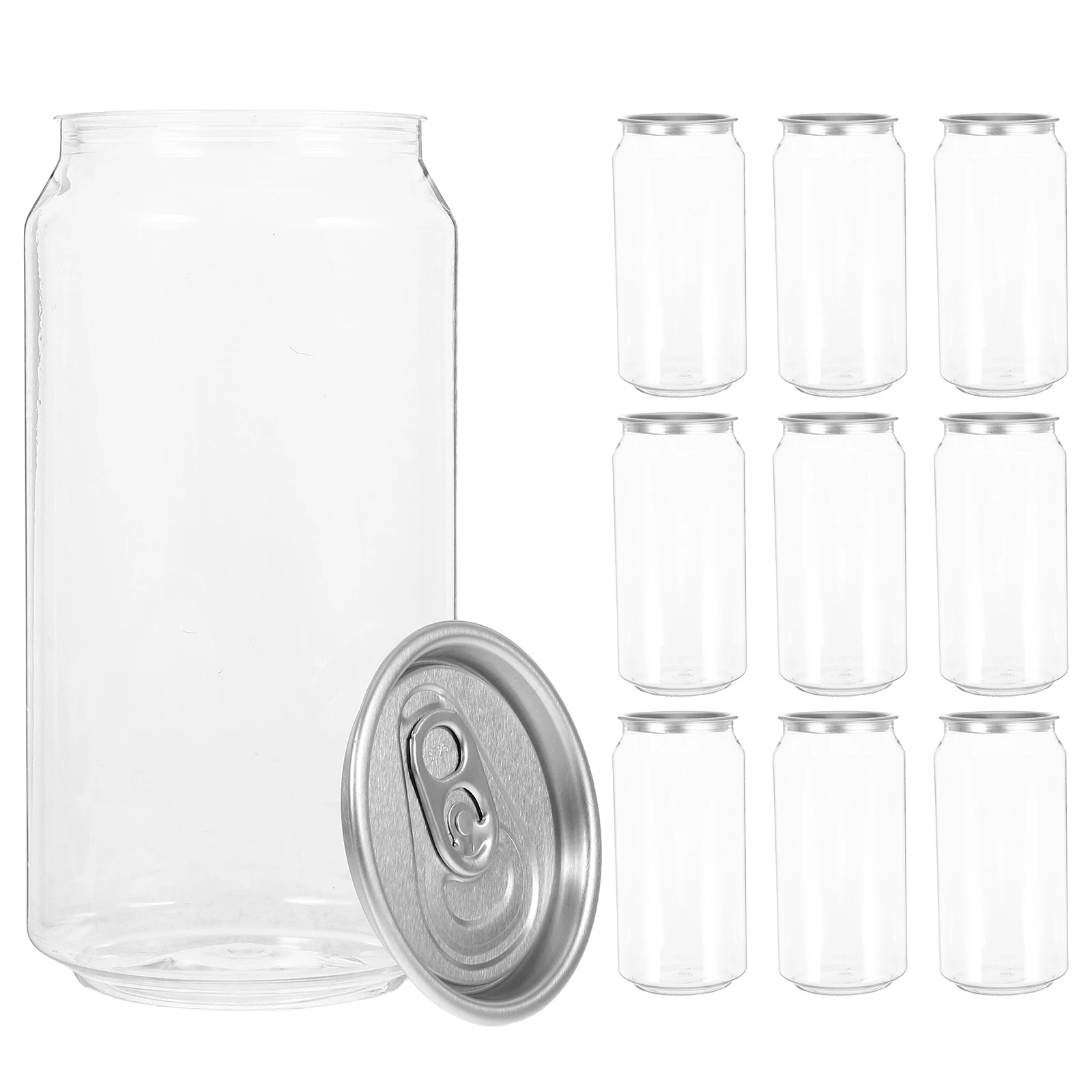

10 Pcs Beverage Bottles Juice Containers Transparent Plastic Cans Empty for Drinks Leakproof Travel Milk Aluminum