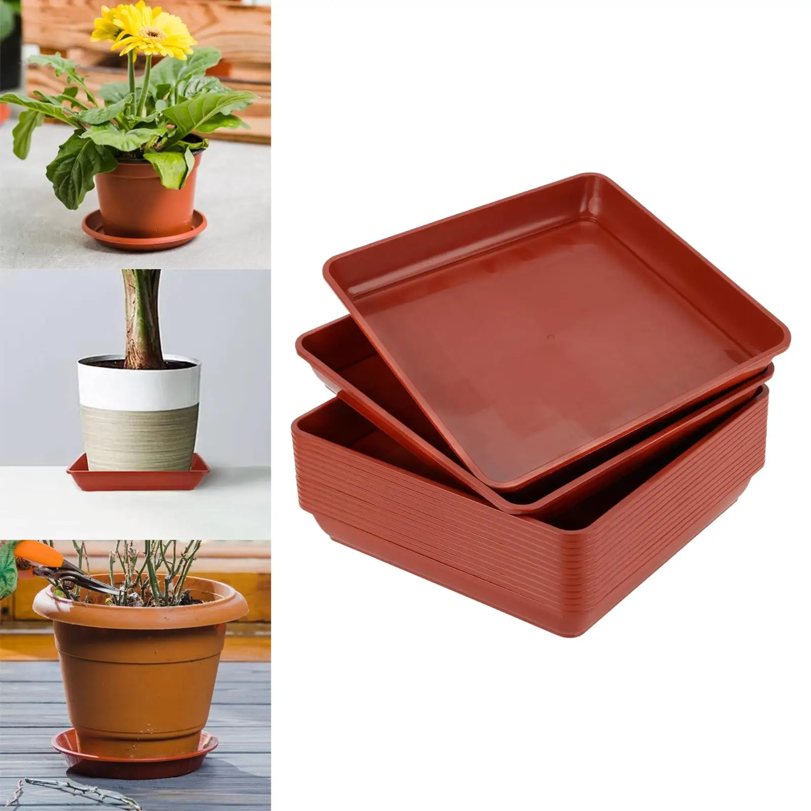 Planter Pot Drainage Tray Lightweight Plastic Square Saucers for Large Planters Indoor Outdoor Windowsill Garden