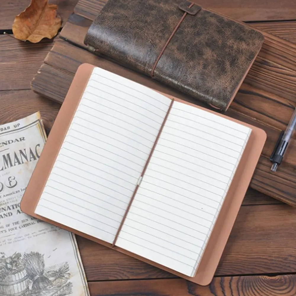 

Vintage Portable Leather Notebook Hand Ledger Exquisite Diary Book Hardcover Stationery Notepad School