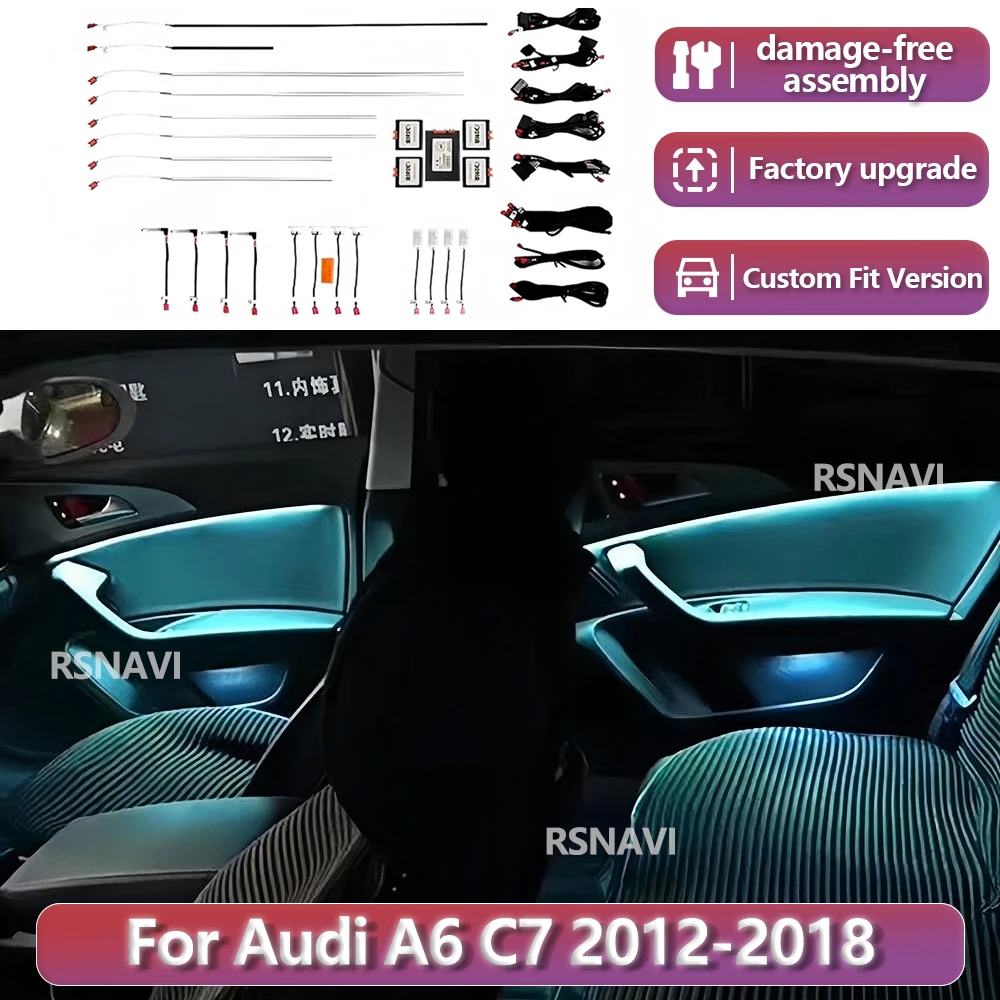 RSNAVI Factory settings For Audi A6 A7 C8  2012-2018 Car LED Door Ambient Lights APP Control Auto Interior Decorative Lamp Refit