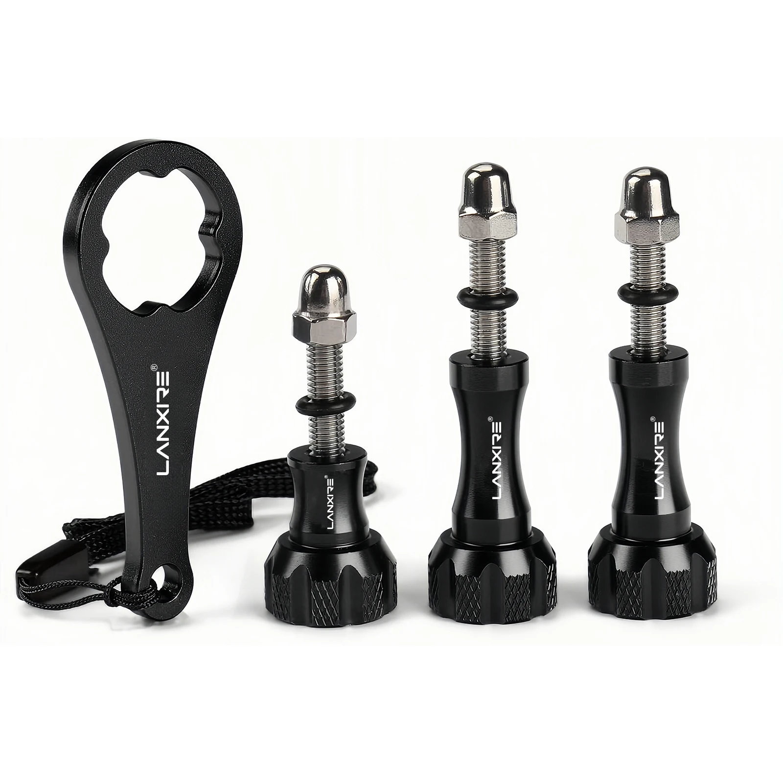 Lanxire 3-Pack Aluminum Thumb Screw & Wrench Kit for GoPro Hero 5-13/Action Cameras, Quick Release Replacement Parts (Black)