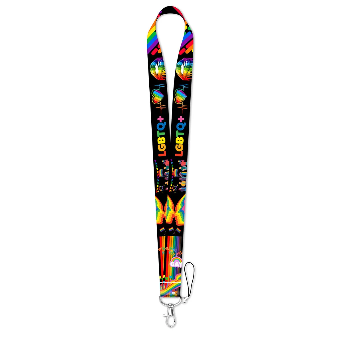 Rainbow Pride Credential Holder Heart Lanyard