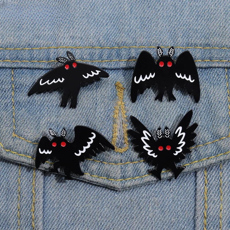 Custom Red Eye Mothman Enamel Pins American Comic Mysterious Creatures Brooches Lapel Badges Gothic Jewelry Gifts Wholesale