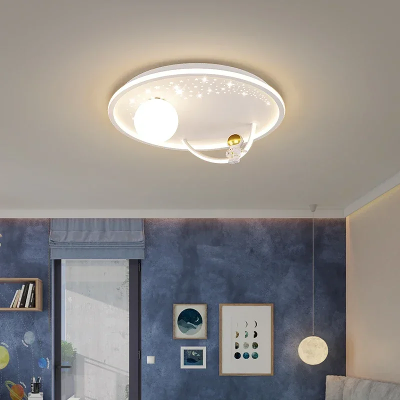 Nordic Modern Children\'s Ceiling Lamp LED Chandelier  Creative Planet Astronaut Design Kid Room  Bedroom Home Decor Lighting