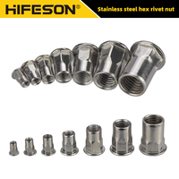 HIFESON 20pcs 304 Stainless Steel Hexagonal Nuts Flat Head Tivet Nuts Insert Nuts M3 M4 M5 M6 M8 M10