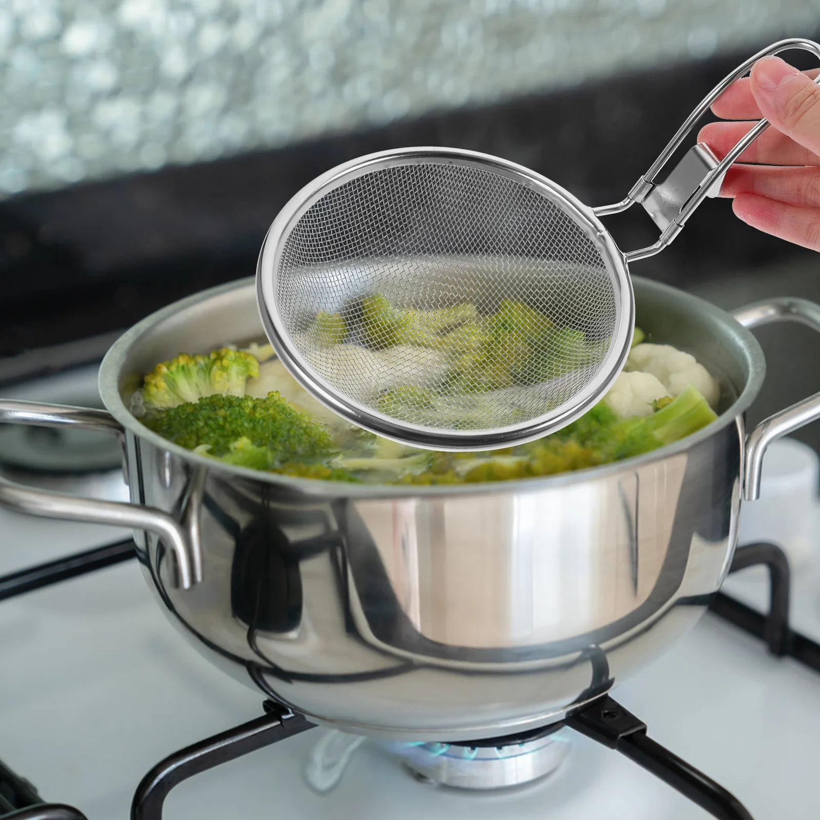 

Stainless Steel Noodle Strainer Hot Pot Colander Heat-Resistant Cooking Filter Ergonomic Kitchen Tool Hot Pot Strainer Spoon