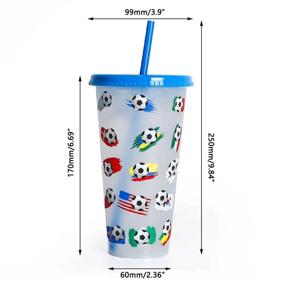 Soccer Decorations Color Changing Cups with Lids and Straws Reusable Plastic Cups Drinking Cup For Party Favors