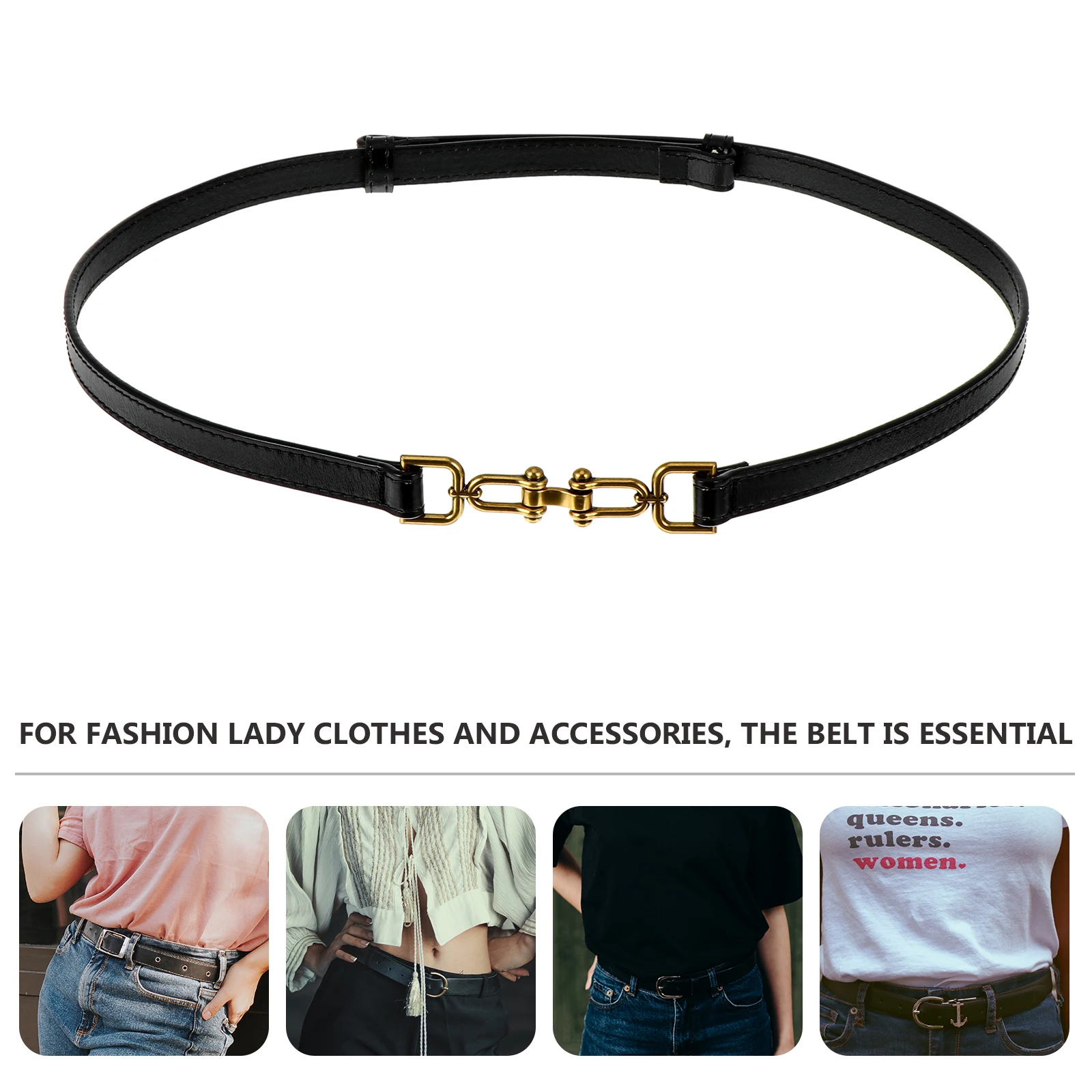 

Cattlehide Waist Belt Women Adjustable Buckle Belt for Dress Tights Jeans Elastic Cummerbund Stylish Accessories