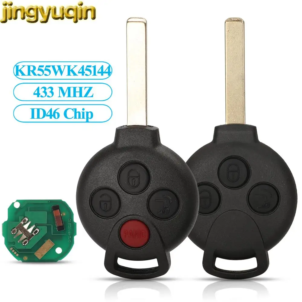 

Jingyuqin 5pcs KR55WK45144 3/4 Button Smart Remote Car Key Fob 433MHZ ID46 Chip For Mercedes Fit Benz Smart Fortwo 451 2007-2013