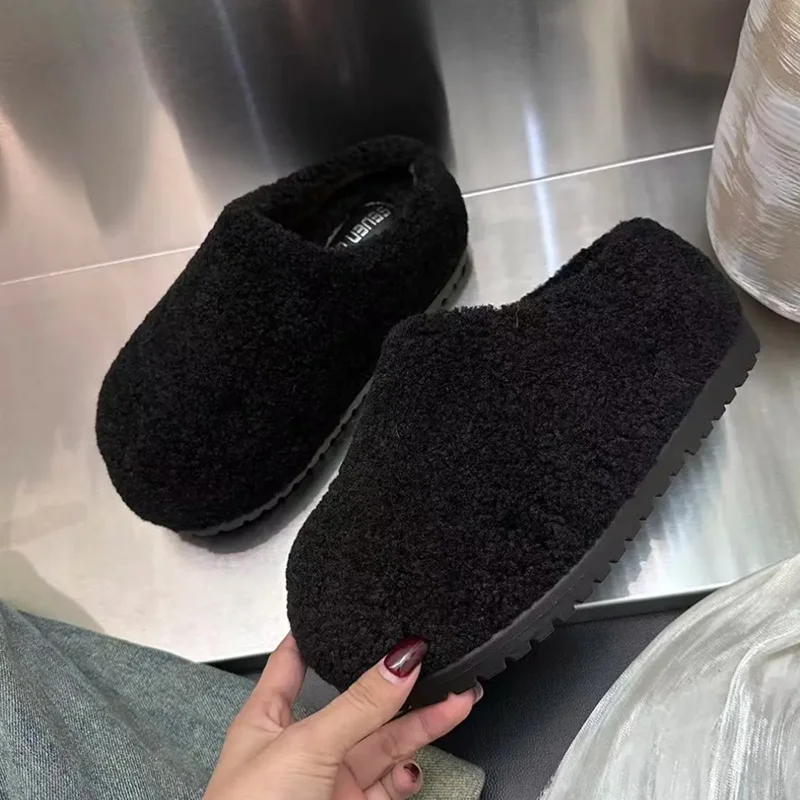 Winter Slippers for Women Plush Warm Cotton Slipper Leopard Design Platform Slides Winter Casual Mules Slides Lady Cotton Slides