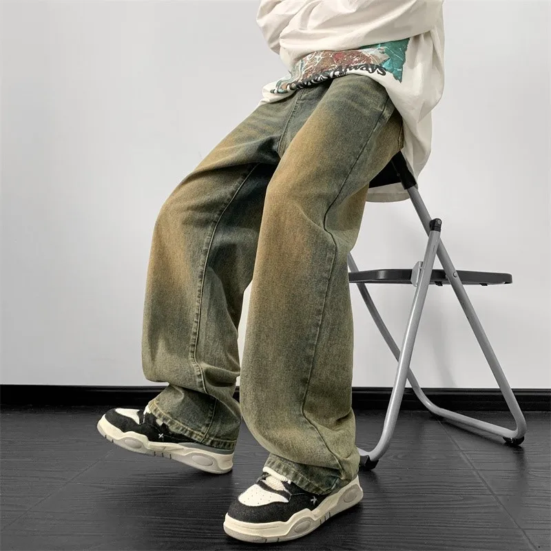 Jeans men 2024 Spring Wide Leg Jeans Male Loose Straight Denim Pants Harajuku Vintage Blue Jean Trouser Streetwear Clothes