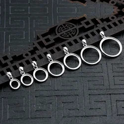 1pc Round Solid 925 Sterling Silver Gemstone Pave Setting Pendant Base Setting Frame For DIY Findings