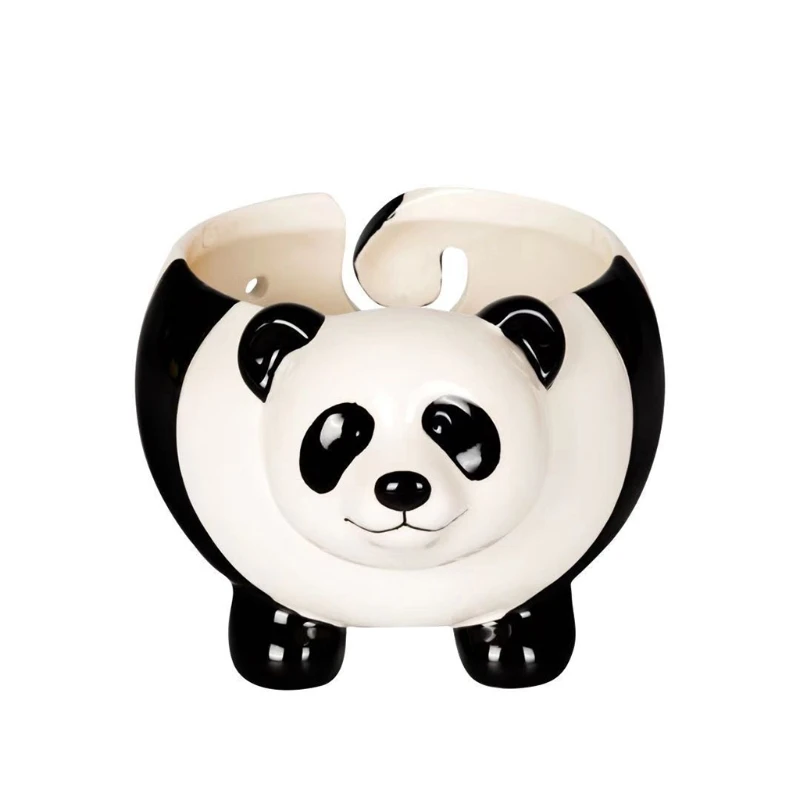 

Panda Ceramic Yarn Bowl Knitting Yarns Ball Storage Holder for Needlecrafts Home Desktop Decor