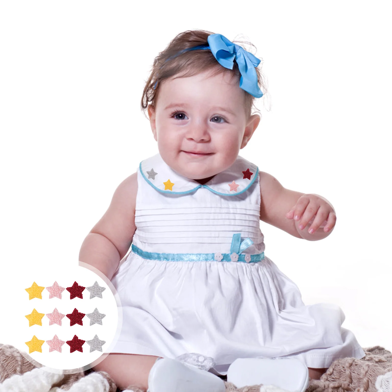 

40Pcs Star Patches Five Pointed Peach Heart Durable Cloth Appliques Sewing Decorations for DIY Clothes Headdress Crafts