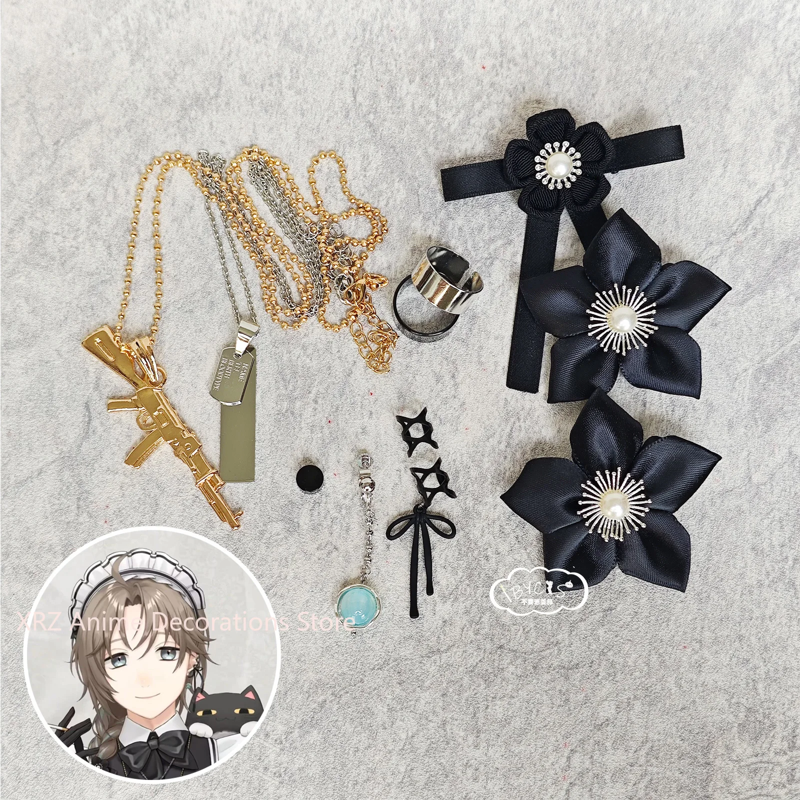

Anime NIJISANJI kanakana Cosplay Necklace Ring Hair Accessories Brooch Earrings Ear Clip Costume Props Jewelry Accessories Gift