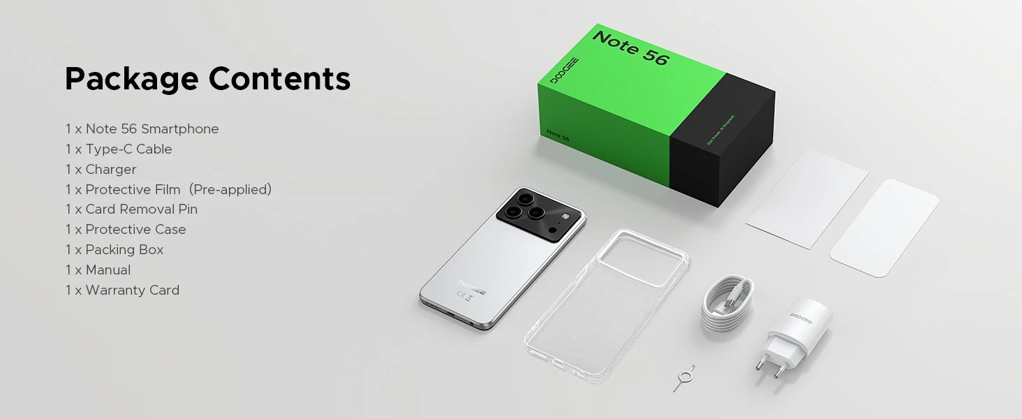 Global Version DOOGEE Note 56 VIP Smartphone Android 16 6150mAh Large Battery 6.56'' Display 24GB 64GB 8MP Camera Mobile Phone