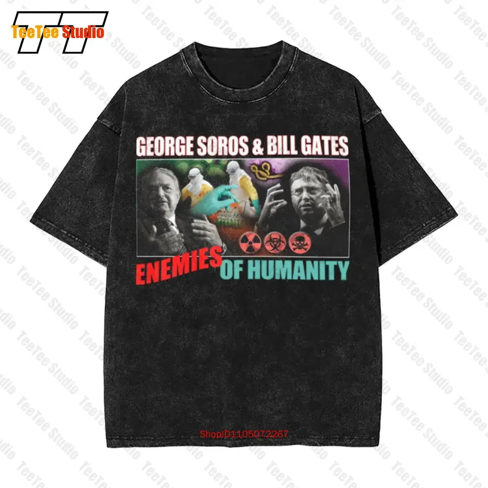 Cv19 Vaccines New World Order Illuminati Truth Bill Gates George Soros Vintage Oversized T-Shirt YS87