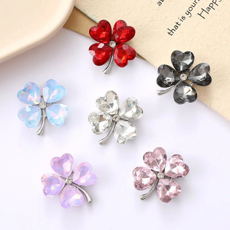 2Pcs 25 * 28mm Heart-Shaped Crystal Clover Jewelry DIY Hair Accessories Handmade Jewelry Butterfly Machine Decoration Clothing