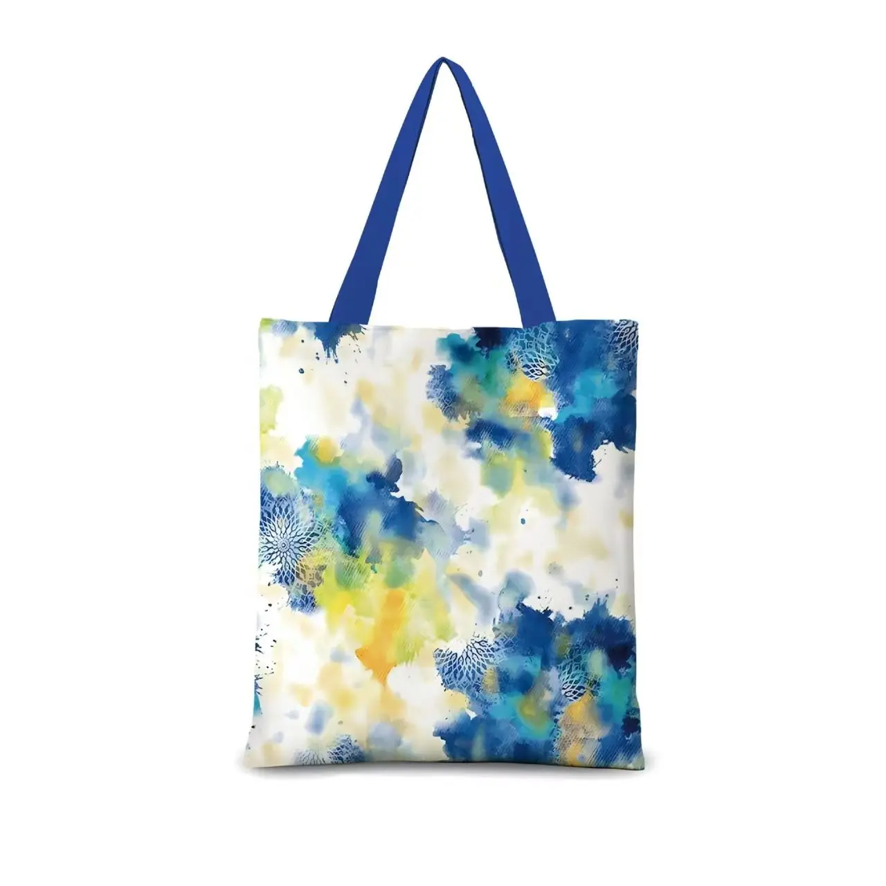 Art Style Double Sided Printed Canvas Shoulder Bag Tie Dye Design With Zippers Inner Pocket Handbag For School Daily Commute