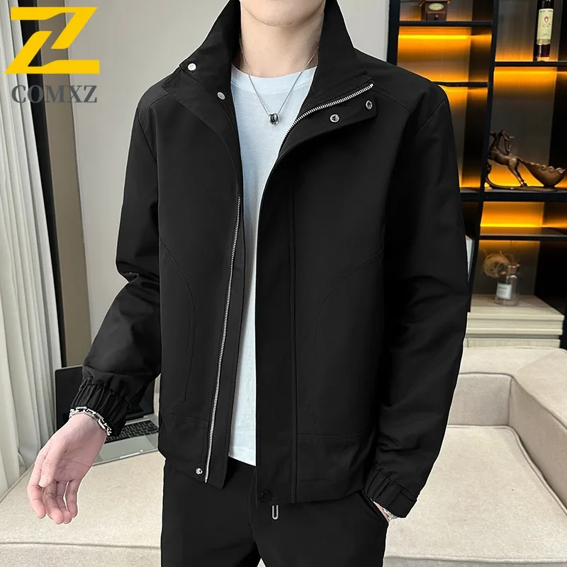 

COMXZ Men Jackets Autumn Plus Size Windproof Lightweight Cycling Travel Jacket Casual Workwear Outdoor Fashion Solid Color Coat