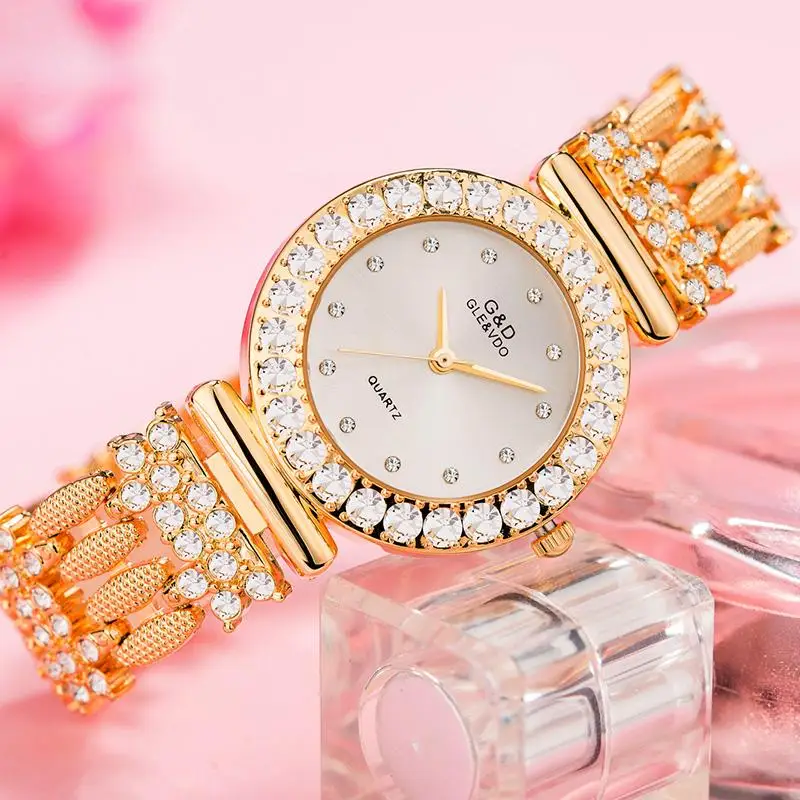 

G&D Ladies Quartz Watch Japan Quartz Movement Fashion Casual Diamond Bracelet Watch Gift Watch Stainless Steel Watch 2024