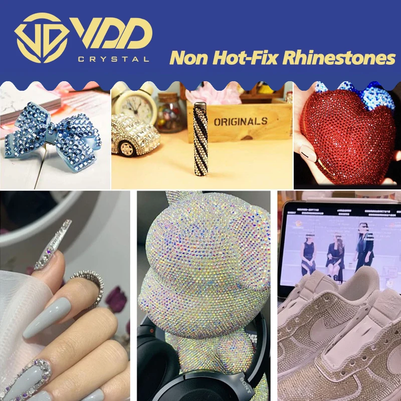 VDD 10000Pcs Wholesale High Quality Crystal Rhinestones Gold Flat Back Glass Non Hotfix Strass Stones DIY Nail Art Accessories