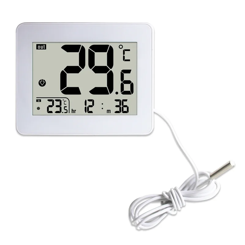 

Digital Double Thermometer Outdoor Indoor Thermometer Elderly Children's Room Electronic Temperature Controller White