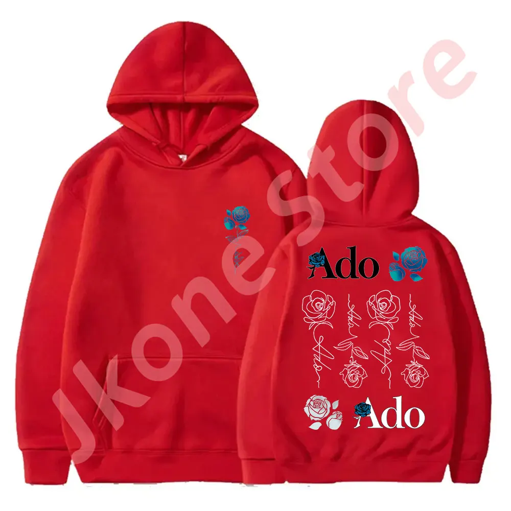 Ado Blue Rose hoodie Wish World Tour Merch pullover Wanita Pria Mode Kasual Logo Sweatshirt