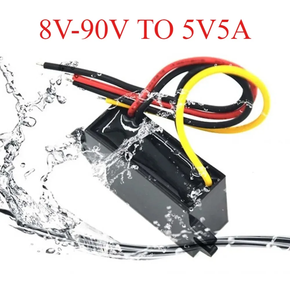 8-90V 12V 24V 48V 60V 72V 90V to 5V 5A 25W Step Down Converter Type-C USB Micro Buck Power Supply Mobile Phone Charging