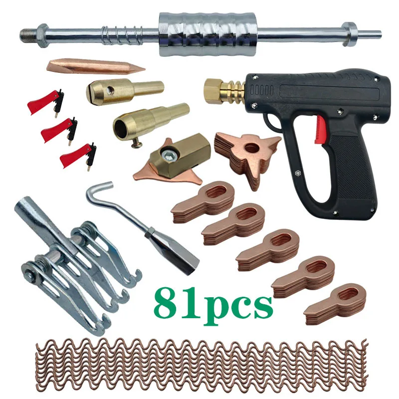81pcs Dent Puller Kit Car Body Repairing Tools Spot Welding Electrodes Spotter Welder Machine Removing Straightenging Dents Remo