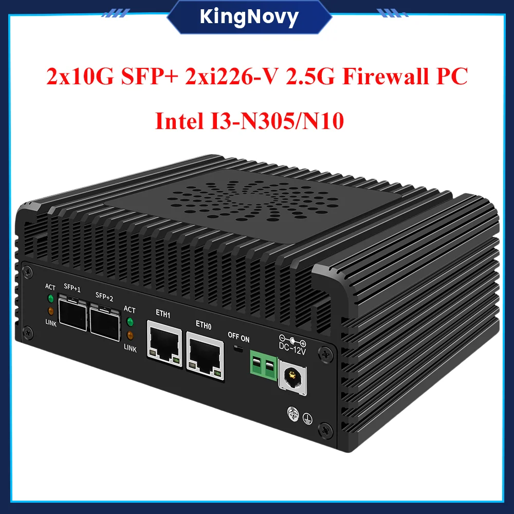 NAS Server 12th Gen Fanless Mini PC 2x10G SFP+ 2xi226-V 2.5G Intel i3 N305 N100 Soft Router 2xNVMe 2xHD DDR5 Mini PC Proxmox