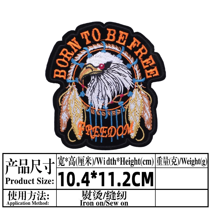 Biker patches for clothes with iron-on transfers punk ropa thermoadhesive parche for clothing iron on eagle embroidery supplies