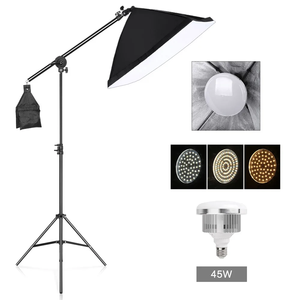 

Boom Arm Crossbar Softbox LED Continuous Lighting Studio Kit 50x70CM for Photography Lighting and Photo Vedio Shooting Equipment